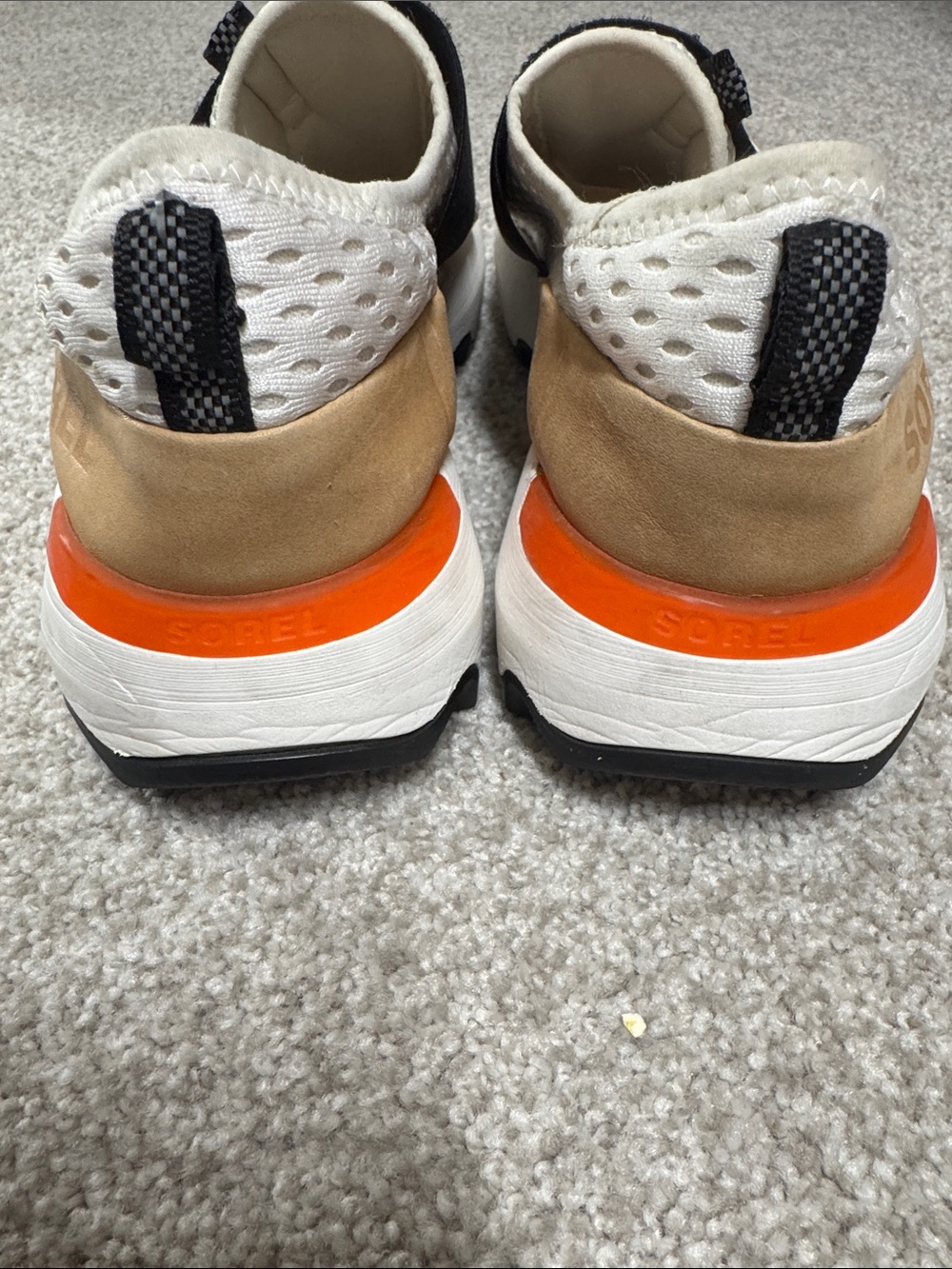 Sorel Women's White Mesh Slip-On Sneakers with Black Strap and Tan Heel - Picture 6 of 7